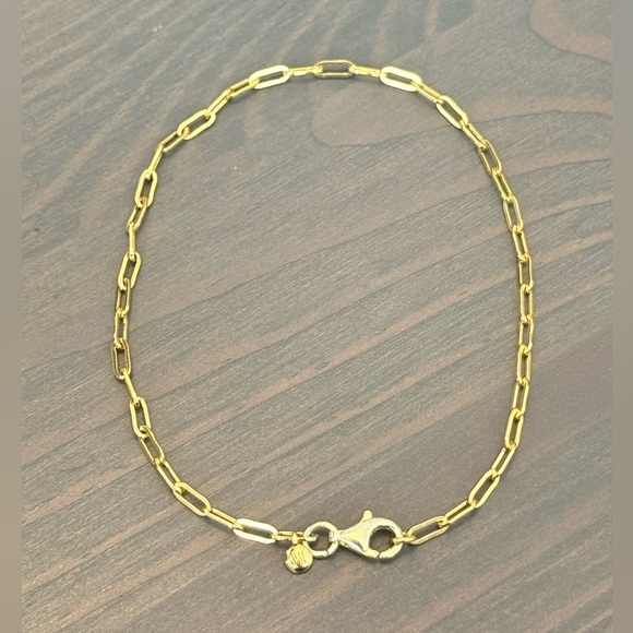 Monica Vinader 18ct gold vermeil sterling silver mini paperclip chain bracelet - Picture 1 of 8